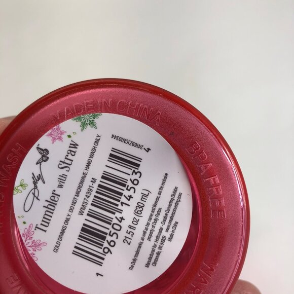 Dolly Parton Christmas 21.5 oz Pink Plastic Tumbler with Straw Green Lid New - Picture 11 of 16